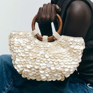 NWOT Zara Faux Mother of Pearl Appliqué bag